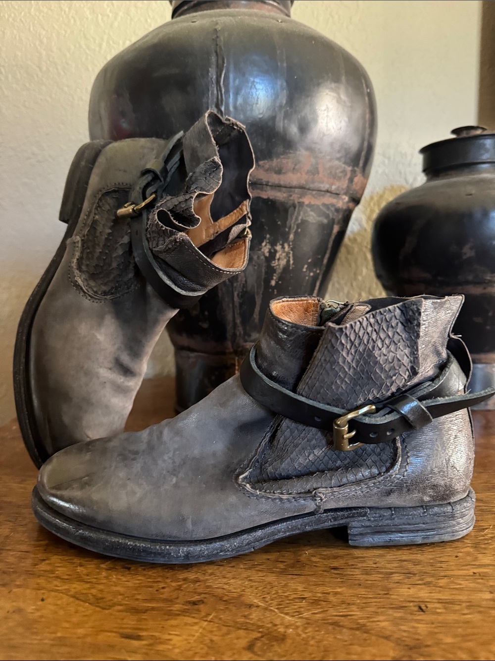 A.S.98 Men's Fold-Over Chukka Boots in Olive Brown